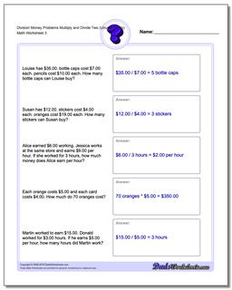 Division Worksheet Money Problems Worksheet Multiply and Divide Two (Unused Facts)