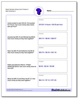 Mixed Operation Money Word Problems Worksheet 1 /worksheets/money-word-problems.html