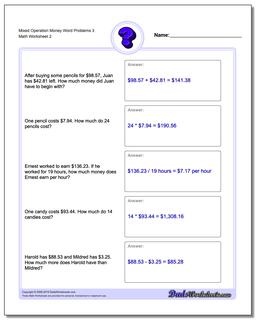 Mixed Operation Money Word Problems Worksheet 3 /worksheets/money-word-problems.html