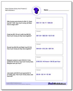Mixed Operation Money Word Problems Worksheet 2 /worksheets/money-word-problems.html