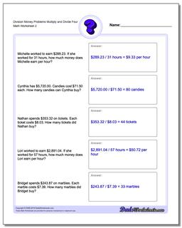 Division Worksheet Money Problems Worksheet Multiply and Divide Four /worksheets/money-word-problems.html