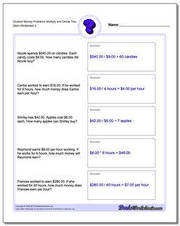 Division Worksheet Money Problems Worksheet Multiply and Divide Two /worksheets/money-word-problems.html