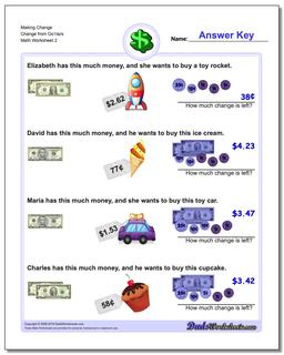 Making Change Change from Do1lars /worksheets/money.html Worksheet