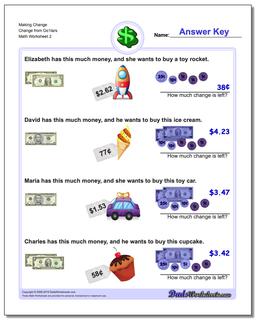 Making Change Change from Do1lars /worksheets/money.html Worksheet