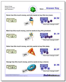 Making Change Change from Do1lars Worksheet