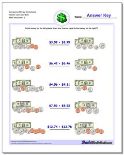 Comparing Money Worksheet Harder Coins and Bills /worksheets/money.html