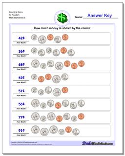 Counting Coins All Random Worksheet