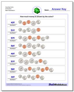 Counting Coins All Random Worksheet