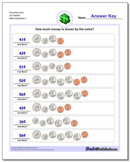 Counting Coins All Ordered Worksheet