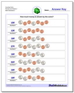 Counting Coins Pennies and Nickels 2 Worksheet