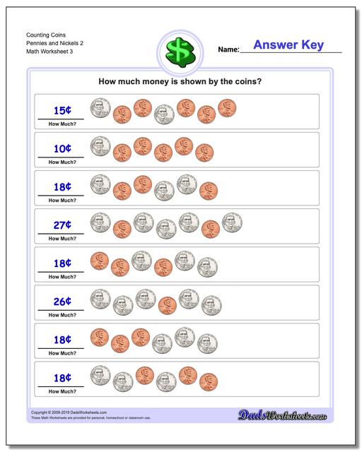 Counting Coins Pennies and Nickels 2 Worksheet