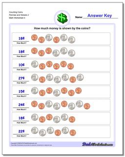 Counting Coins Pennies and Nickels 2 Worksheet