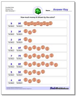 Money - 56 money worksheets counting