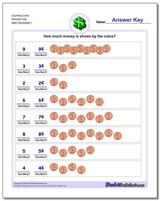 Money Chart For 1st Grade