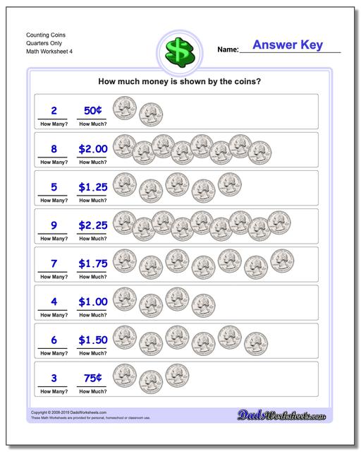 4th grade math printable worksheet counting coins fourth grade 4th