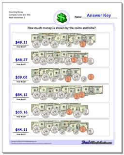 Counting Money Complex Coins and Bills Worksheet