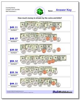 Counting Money Complex Coins and Bills Worksheet