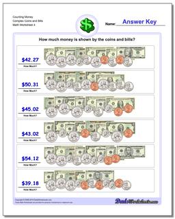 Counting Money Complex Coins and Bills Worksheet