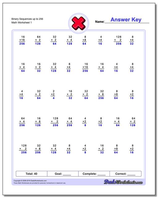 Multiplication Sequence Worksheets