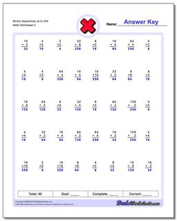 Binary Sequences up to 256 /worksheets/multiplication.html Worksheet