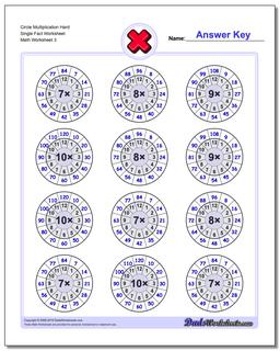 Circle Multiplication Hard Single Fact Worksheet