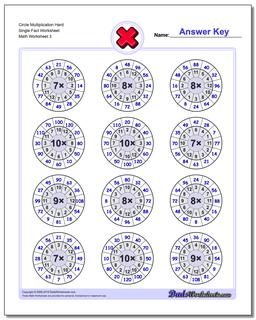 Circle Multiplication Hard Single Fact Worksheet