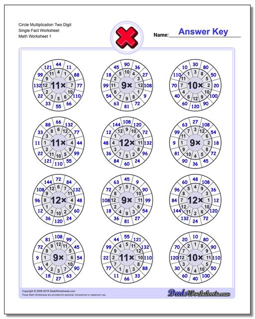 Multiplication Worksheet Circle Two Digit Single Fact Worksheet