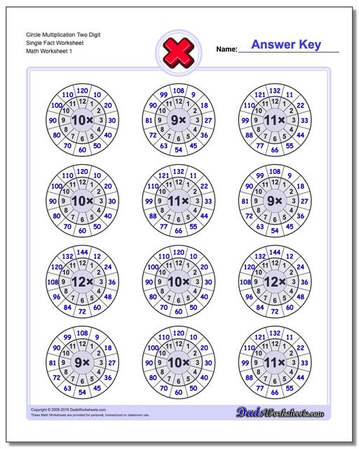 Multiplication Worksheet Circle Two Digit Single Fact Worksheet
