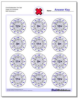 Circle Multiplication Two Digit Single Fact Worksheet