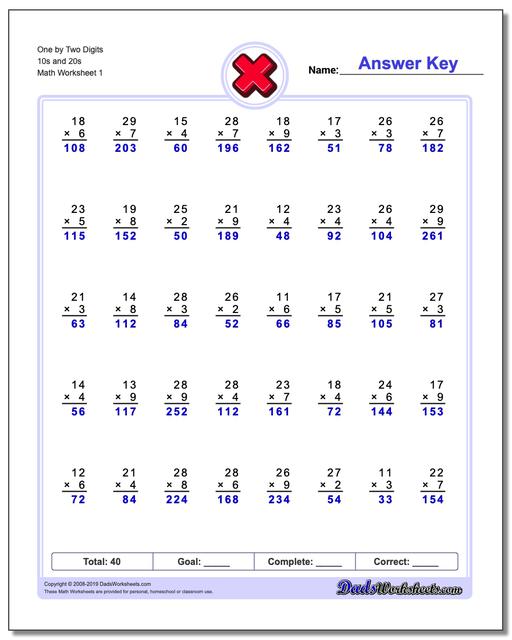 844 Free Multiplication Worksheets for Third, Fourth and ...
