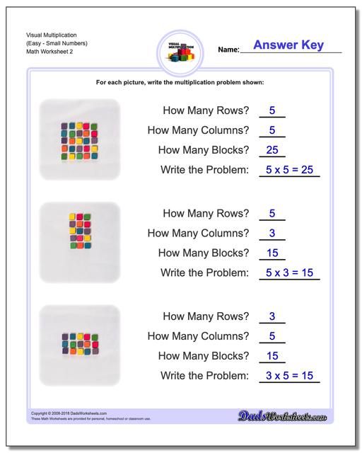 Visual Multiplication Worksheet (EasySmall Numbers) www.dadsworksheets.com/worksheets/multiplication.html