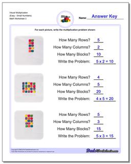 Visual Multiplication Worksheet (EasySmall Numbers)