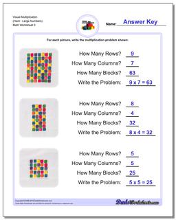 Visual Multiplication Worksheet (HardLarge Numbers)