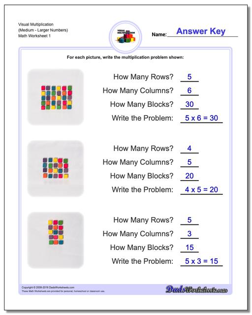 Multiplication Worksheet Visual (MediumLarger Numbers)