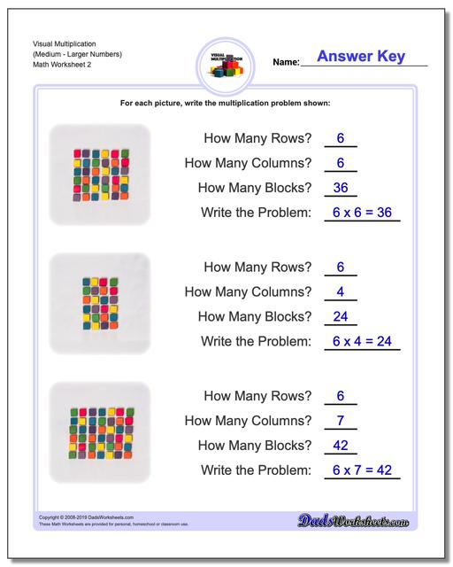 Multiplication Worksheets Visual Multiplication Worksheets