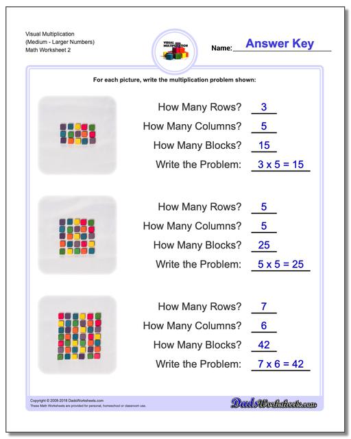 Visual Multiplication Worksheet (MediumLarger Numbers) www.dadsworksheets.com/worksheets/multiplication.html