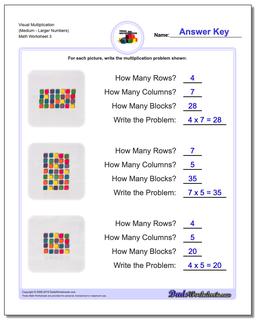 Visual Multiplication Worksheet (MediumLarger Numbers)