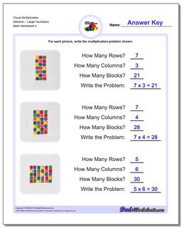 Visual Multiplication Worksheet (MediumLarger Numbers)