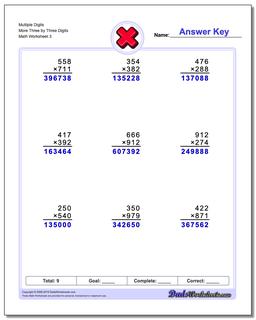 Multiplication Worksheets