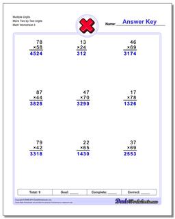 Multiple Digits More Two by Two Digits Worksheet