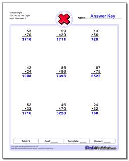 Multiple Digits Full Two by Two Digits /worksheets/multiplication.html Worksheet