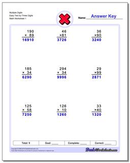 Multiplication Worksheets