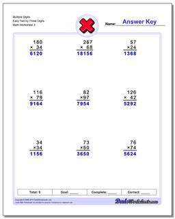 Multiplication Worksheets