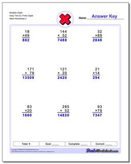 Multiplication Worksheets