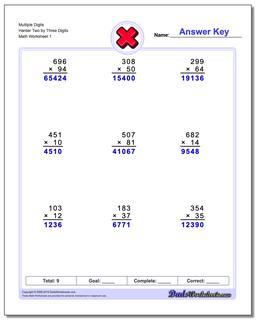 Multiplication Worksheets