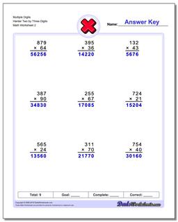 Multiple Digits Harder Two by Three Digits /worksheets/multiplication.html Worksheet