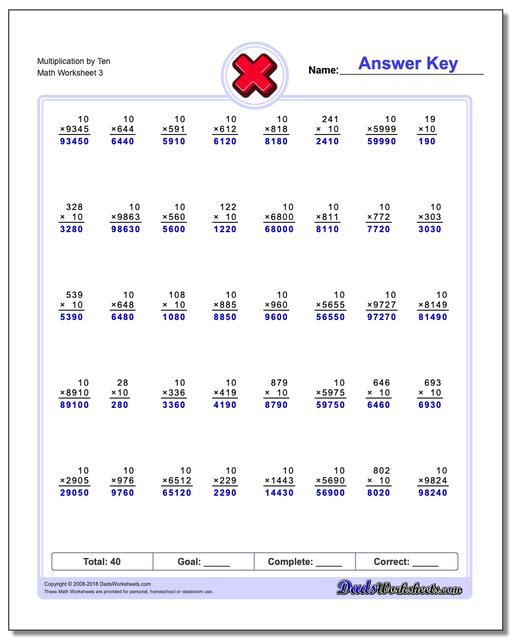 Factors of Ten Multiplication