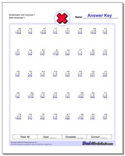 Multiplication Worksheets