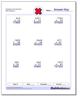 Multiplication Worksheets