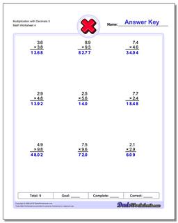 Multiplication Worksheet with Decimals 5